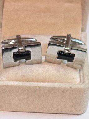 ✨🖤 Pronto Uomo Vintage Silver-Tone & Black Cufflinks — The Modern Executive 🖤✨